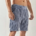 thumbnail image 1 of PNTUTB Men's Solid Color Soft Comfortable Casual Sports Drawstring Waist Elastic Waist Fleece Checkered Shorts with Pockets, 1 of 6