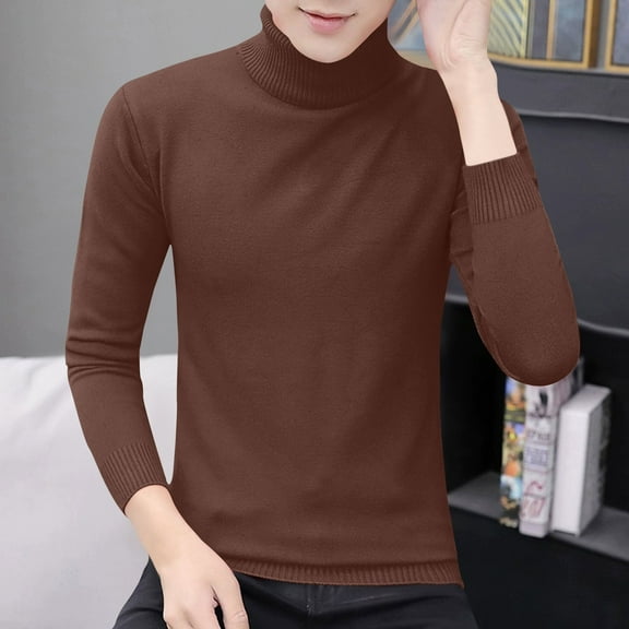 PNTUTB Men's Solid Color Turtleneck Sweaters Long Sleeve Casual Knit Winter Thermal Slim Fit Pullover Sweater