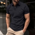 thumbnail image 1 of PNTUTB Men's Solid Color Zipper Pullover Collar Short Sleeve Casual Sports Loose Comfortable Blouse, 1 of 6