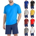 thumbnail image 1 of PNTUTB Men's Sports Set Solid-Color Casual Loose Short-Sleeve Crew-Neck Top and Drawstring Shorts Set Two-Piece Set for Running and Fitness Training, 1 of 7