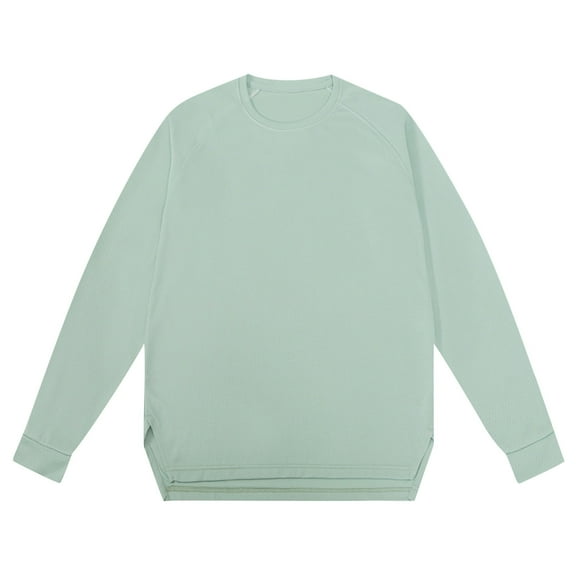 PNTUTB Men's Sporty Casual Solid Color Lightweight Breathable Crew Neck Long Sleeve Top
