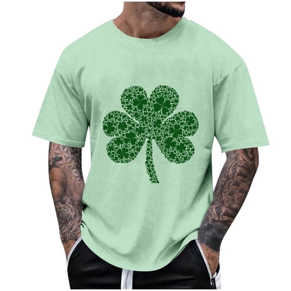 PNTUTB Men's St. Patrick's Day Fashion Print Casual Loose Comfortable Crew Neck Pullover Short Sleeve Tops