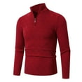 thumbnail image 1 of PNTUTB Men's Stand Collar Solid Color Fashion Texture Quarter Zip Long Sleeve Casual Pullover Sweaters, 1 of 5