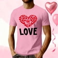 thumbnail image 1 of PNTUTB Men's Stylish Valentine's Day Heart Print Crew Neck Short Sleeve Comfort Casual Loose Sports T Shirt, 1 of 6