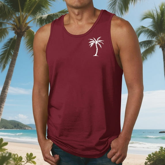PNTUTB Men's Summer Beach Fashion Print Crew Neck Sleeveless Casual Loose Comfortable Tank Tops