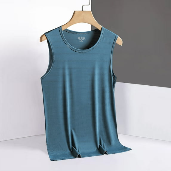 PNTUTB Men's Summer Casual Fashion Solid Color Sleeveless Breathable Loose Comfortable Crew Neck Tank Tops