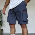 thumbnail image 1 of PNTUTB Men's Summer Casual Solid Color Athletic Fitness Drawstring Waistband Zipper Multi-Pocket Workwear Shorts, 1 of 6