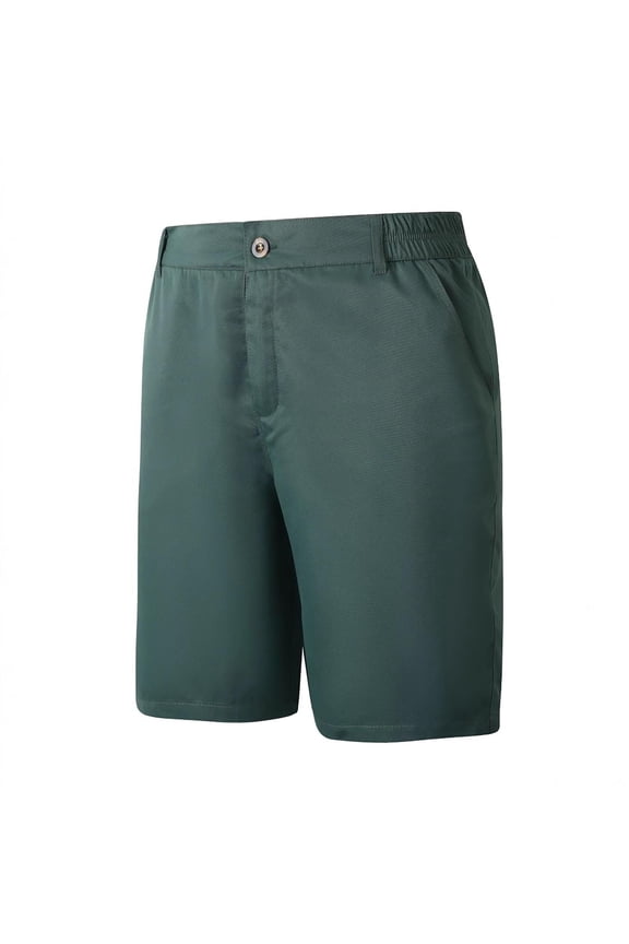 Men's Summer Casual Solid Color Elastic Waist Button Fly Comfortable Versatile Shorts with Pockets