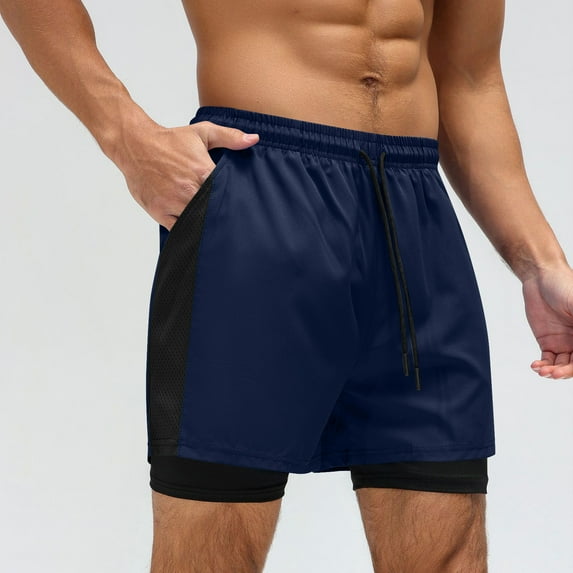 PNTUTB Men's Summer Casual Solid Color Quick Dry Elastic Drawstring Athletic Loose Comfortable Shorts with Pockets
