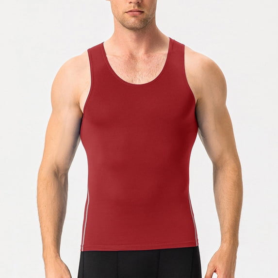 PNTUTB Men's Summer Casual Solid Color Stretch Fitness Sports Slim Crew Neck Comfortable Tank Tops