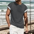 thumbnail image 1 of PNTUTB Men's Summer Casual Waffle Weave Short Sleeve Fashion Color Block Loose Comfort Crew Neck Pullover T Shirt, 1 of 6
