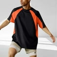 thumbnail image 1 of PNTUTB Men's Summer Color Blocked Round Neck Short Sleeved Sports Fitness Mesh Breathable Loose T-shirts, 1 of 6