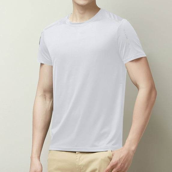 PNTUTB Men's Summer Fashion Comfortable Short Sleeve Shirt Solid Color Crew Neck Basic Style Fashion Sports Top