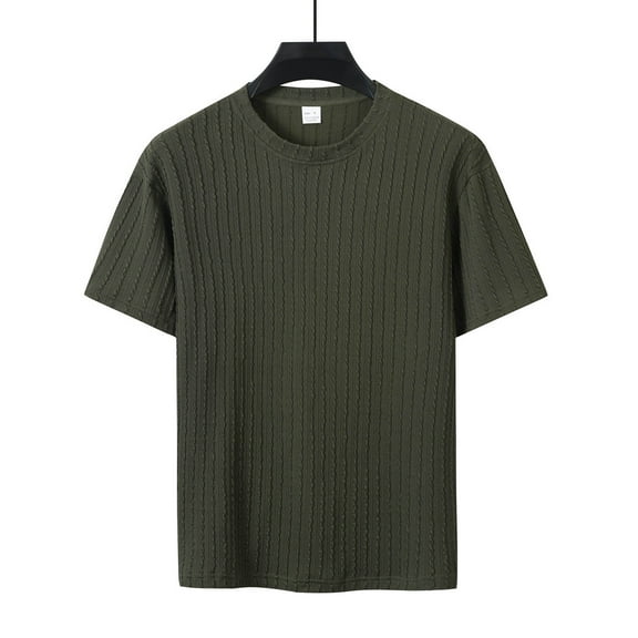 PNTUTB Men's Summer Fashion Comfortable Short Sleeve Shirt Solid Color Crew Neck Basic Style Fashion Sports Top