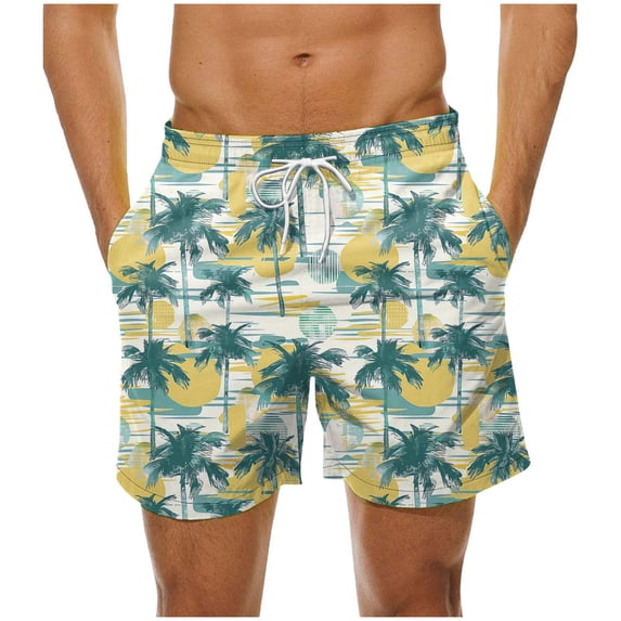 PNTUTB Men's Summer Fashion Printed Elastic Waist Drawstring Loose Comfortable Beach Casual Shorts with Pockets