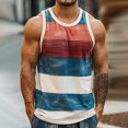 thumbnail image 1 of PNTUTB Men's Summer Fashion Striped Color Blocked Casual Sports Loose Comfortable Crew Neck Tank Tops, 1 of 6