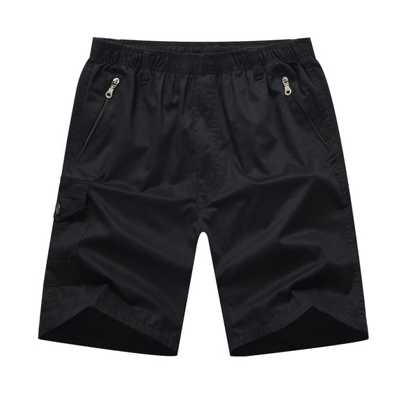 PNTUTB Men's Summer Solid Color Quick Dry Breathable Casual Outdoor Sports Elastic Waist Workwear Shorts with Multi-Pockets