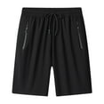thumbnail image 1 of PNTUTB Men's Summer Solid Color Quick Dry Casual Fitness Drawstring Waistband Loose Comfortable Shorts with Zipper Pockets, 1 of 4