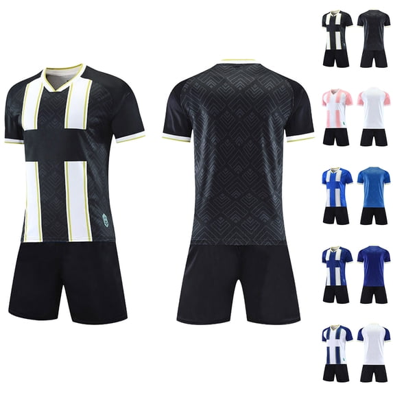PNTUTB Men's Two-Piece Set Short-Sleeve V-Neck Printed Top and Elastic Waist Drawstring Shorts with Pockets Casual Loose Comfortable Sportswear Set