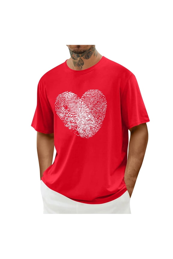 Men's Valentine's Day Themed Fashion Prints Crew Neck Casual Loose Comfortable Short Sleeve T-shirt