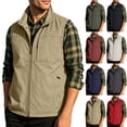 thumbnail image 1 of PNTUTB Men's Vest Jacket Full Zip Stand Collar Sleeveless Coat Solid Color Casual Lightweight Comfort Trendy Outerwear with Multiple Pockets, 1 of 7