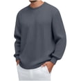 thumbnail image 1 of PNTUTB Men's Vintage Minimalist Casual Solid Color Round Neck Fashion Long Sleeve Loose T-shirt, 1 of 5
