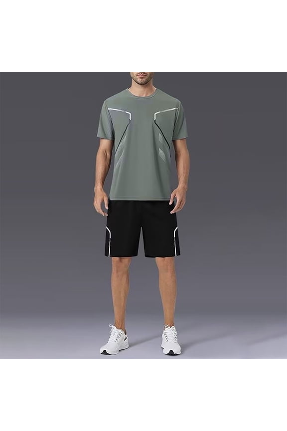 Mens Breathable Short Sets 2 Piece Outfits Summer Casual T Shirts and Shorts Tracksuit Sets with Pockets