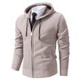 thumbnail image 1 of PNTUTB Mens Casual Full Zip Warm Fashion Solid Color Drawstring Hooded Long Sleeve Coat with Pockets, 1 of 6