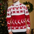 thumbnail image 1 of PNTUTB Mens Fashion Turtleneck Christmas Print Long Sleeve Knit Ribbed Slim Fit Warm Pullover Sweaters, 1 of 5