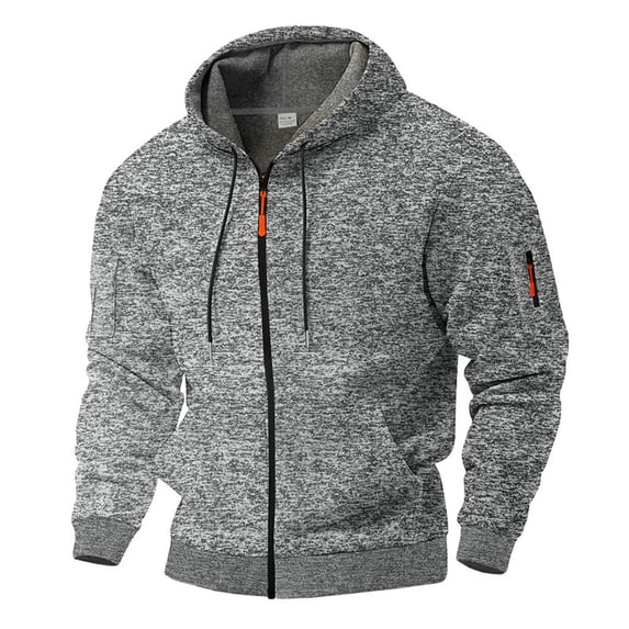 PNTUTB Mens Full Zip Multiple Pockets Solid Color Long Sleeve Drop Shoulder Hooded Coat Sport Casual