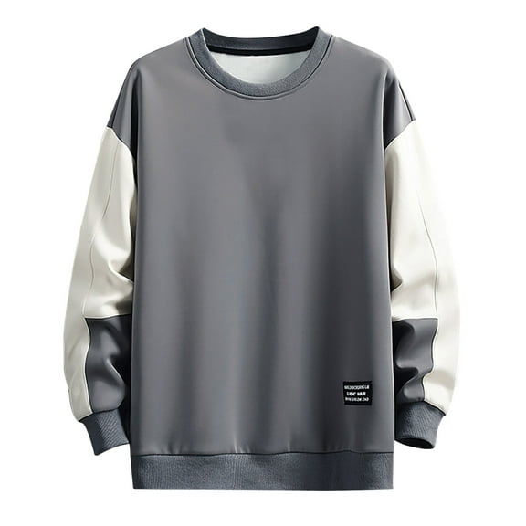 PNTUTB Mens Long Sleeve Crewneck Sweatshirts Fashion Color-blocking Casual Pullover Loose Tops