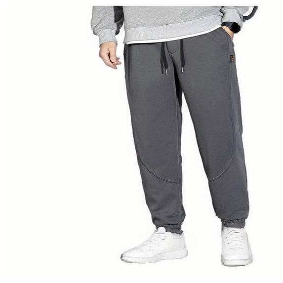 PNTUTB Mens Solid Color Casual Loose Pants Cuff Sweatpants Elastic Waist Drawstring Trousers with Pockets