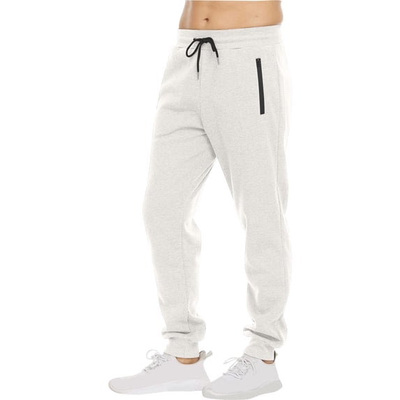 PNTUTB Mens Solid Color Fleece Active Jogger Sweatpants for Men with Zipper Pocket and Drawstring