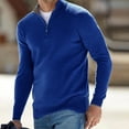 thumbnail image 1 of PNTUTB Mens Solid Color Quarter Zip Knitted Sweater Winter Warm Casual Stand-up Collar Pullover Sweaters, 1 of 5