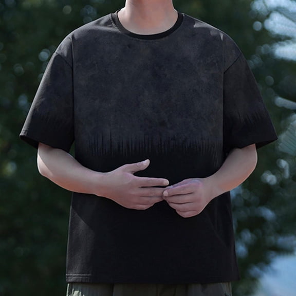 PNTUTB Oversized Shirts for Men Casual Short Sleeve Crewneck Color-blocking Washed Basic Loose Tees