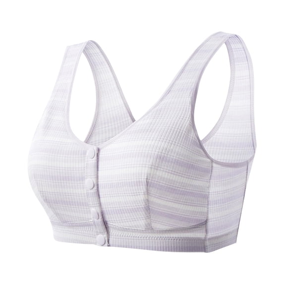 PNTUTB Plus Size Bra for Women,Lightweight Comfortable Breathable Tank-Style Front-Closure Wire-Free Striped Everyday Bra