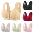 thumbnail image 1 of PNTUTB Plus-Size Lingerie for Women Solid-Color Front-Closure Embroidered Everyday Bra Wire-Free Wide Straps Breathable Pushing-Up Lightweight Bras, 1 of 6