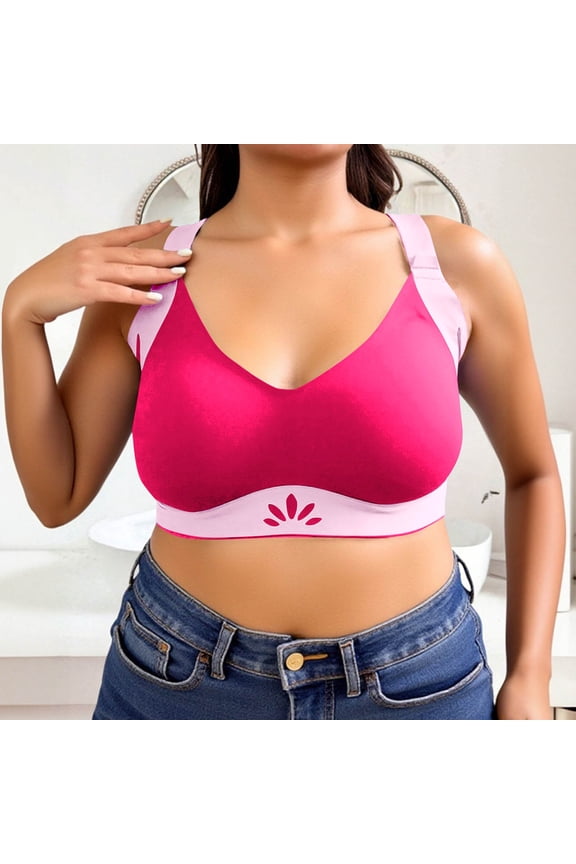 Plus Size Women's Bra,Wire-Free Seamless Bra Push-Up Side-Boob Control Anti-Sagging Support Lifting and Firming Bra