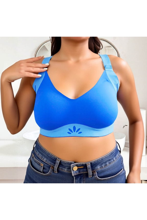 Plus Size Women's Bra,Wire-Free Seamless Bra Push-Up Side-Boob Control Anti-Sagging Support Lifting and Firming Bra