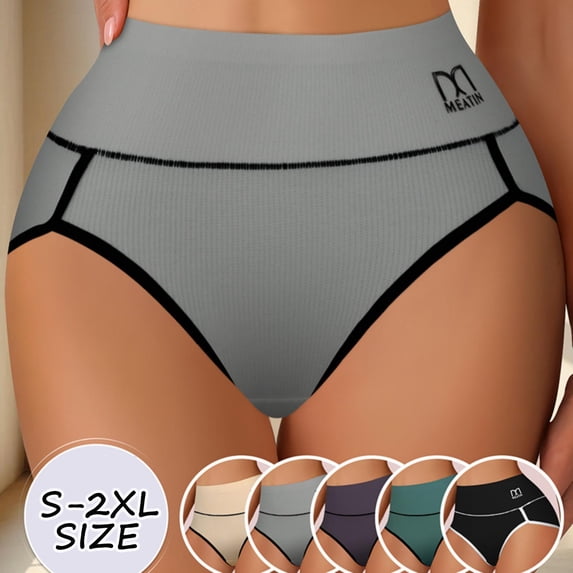 PNTUTB Seamless Underwear for Women High-Waisted Panties Stylish Solid Color Label Tummy-Tucking Butt-Lifting Highly Stretchy Comfortable Briefs