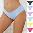 thumbnail image 1 of PNTUTB Seamless Underwear for Women No Show Hipster Underpants Ice-Silk Panties Wavy Edges Comfortable Breathable Cotton Gusset Low-Rise Briefs, 1 of 6