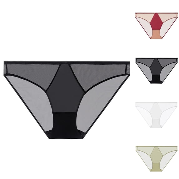 PNTUTB Sheer Mesh Lace Underwear for Women Low-Rise Panties Cotton Gusset Triangle Style Lightweight Cool Silky Feel No Ripping Briefs