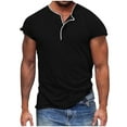thumbnail image 1 of PNTUTB Fashion Men Solid Color Casual Short Sleeved Button Round Neck Slim Fit T-shirt, 1 of 6