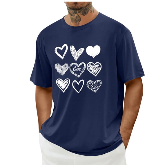 PNTUTB Short Sleeve T-shirt for Men's Fashion Valentine's Day Themed Prints Crew Neck Casual Loose Comfort