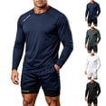 thumbnail image 1 of PNTUTB Sports Set for Men Athletic Wear Set Round-Neck Long-Sleeve Quick-Dry T-Shirt and Double-Layer Shorts High-Stretch Set for Running Training, 1 of 7