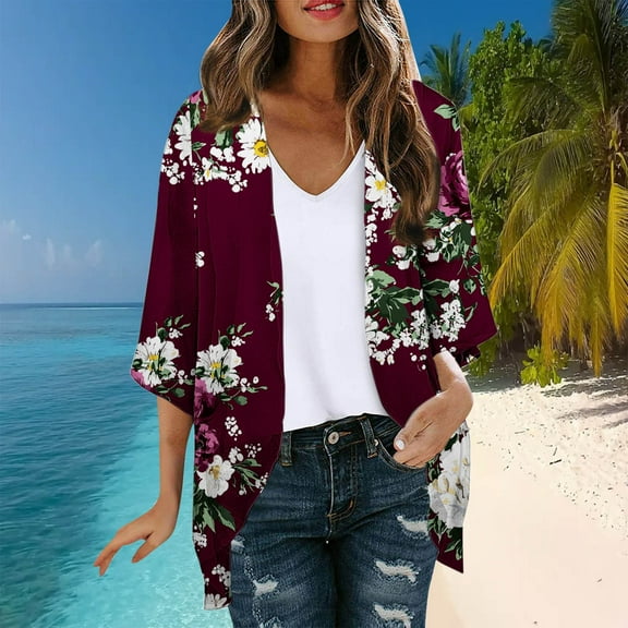PNTUTB Spring/Summer Women's Lightweight Breathable and Loose Fitting Fashionable Printed Cardigan Blouse