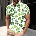thumbnail image 1 of PNTUTB St. Patrick's Day Fashion Men's Casual Print Short Sleeve Collared Button Down Pullover Blouse, 1 of 6