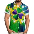 thumbnail image 1 of PNTUTB St. Patrick's Day Fashion Print Men's Collar Button Down Cardigan Casual Loose Short Sleeve Blouse, 1 of 6
