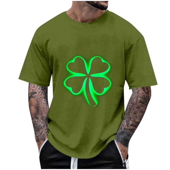 PNTUTB St. Patrick's Day Men's Casual Fashion Print Loose Comfortable Crew Neck Pullover Short Sleeve Tops