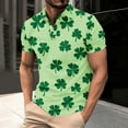 thumbnail image 1 of PNTUTB St. Patrick's Day Men's Fashion Print Casual Collared Short Sleeve Button Down Pullover Blouse, 1 of 6